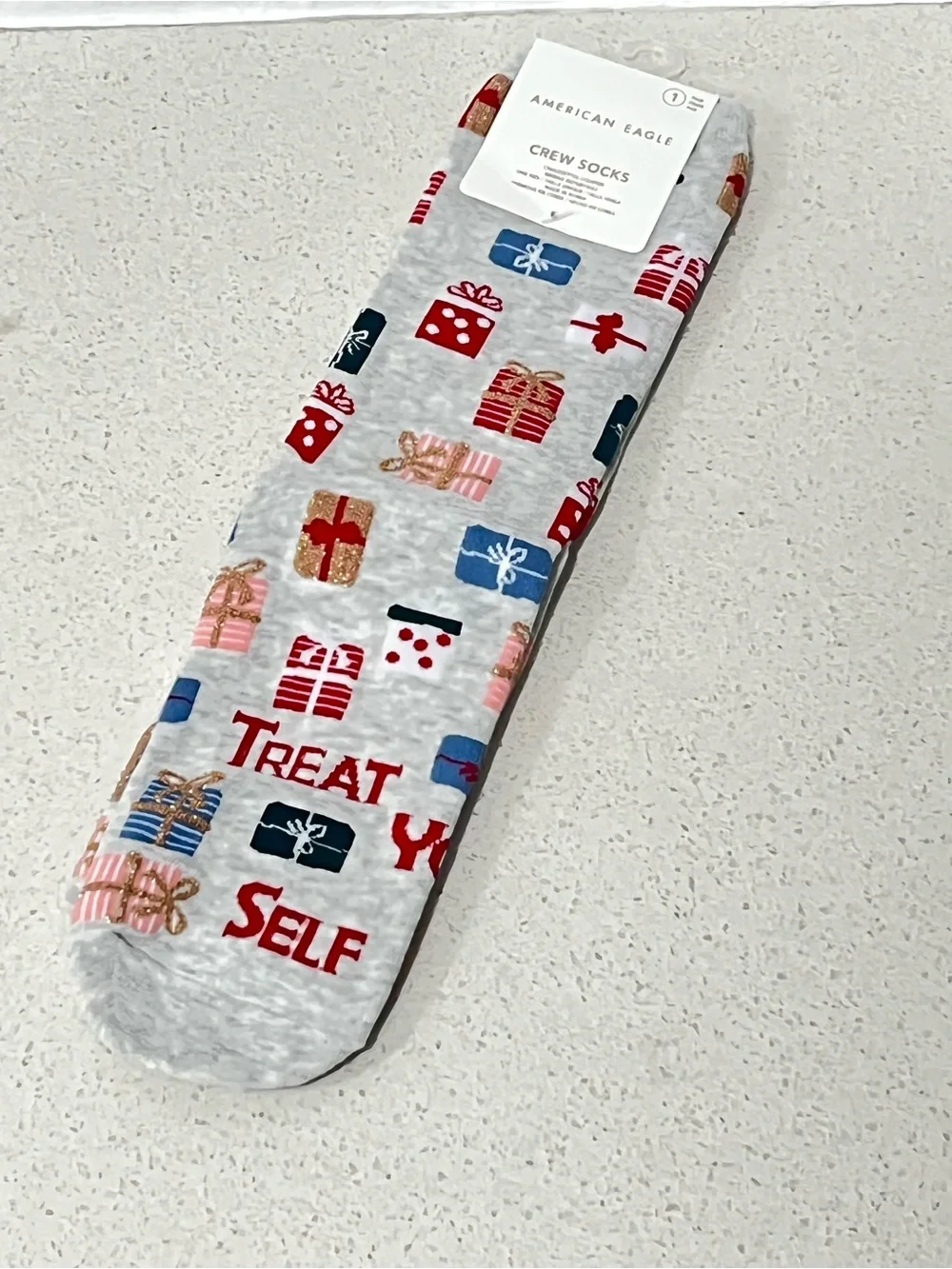 American Eagle Crew Socks with Gift Box Print